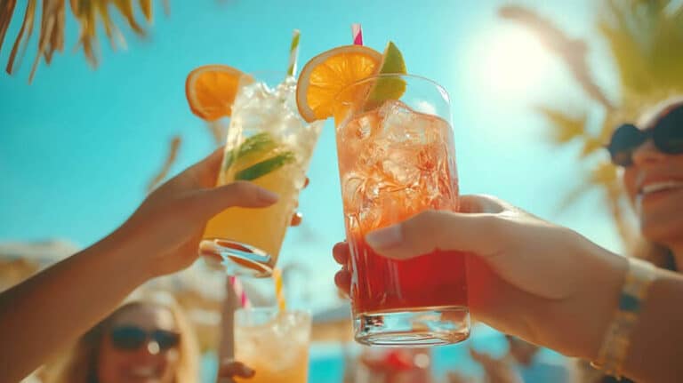 friends making a toast with cocktail glasses