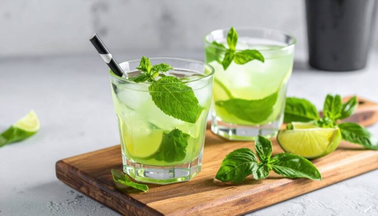 Lime and mint alcohol-infused drinks
