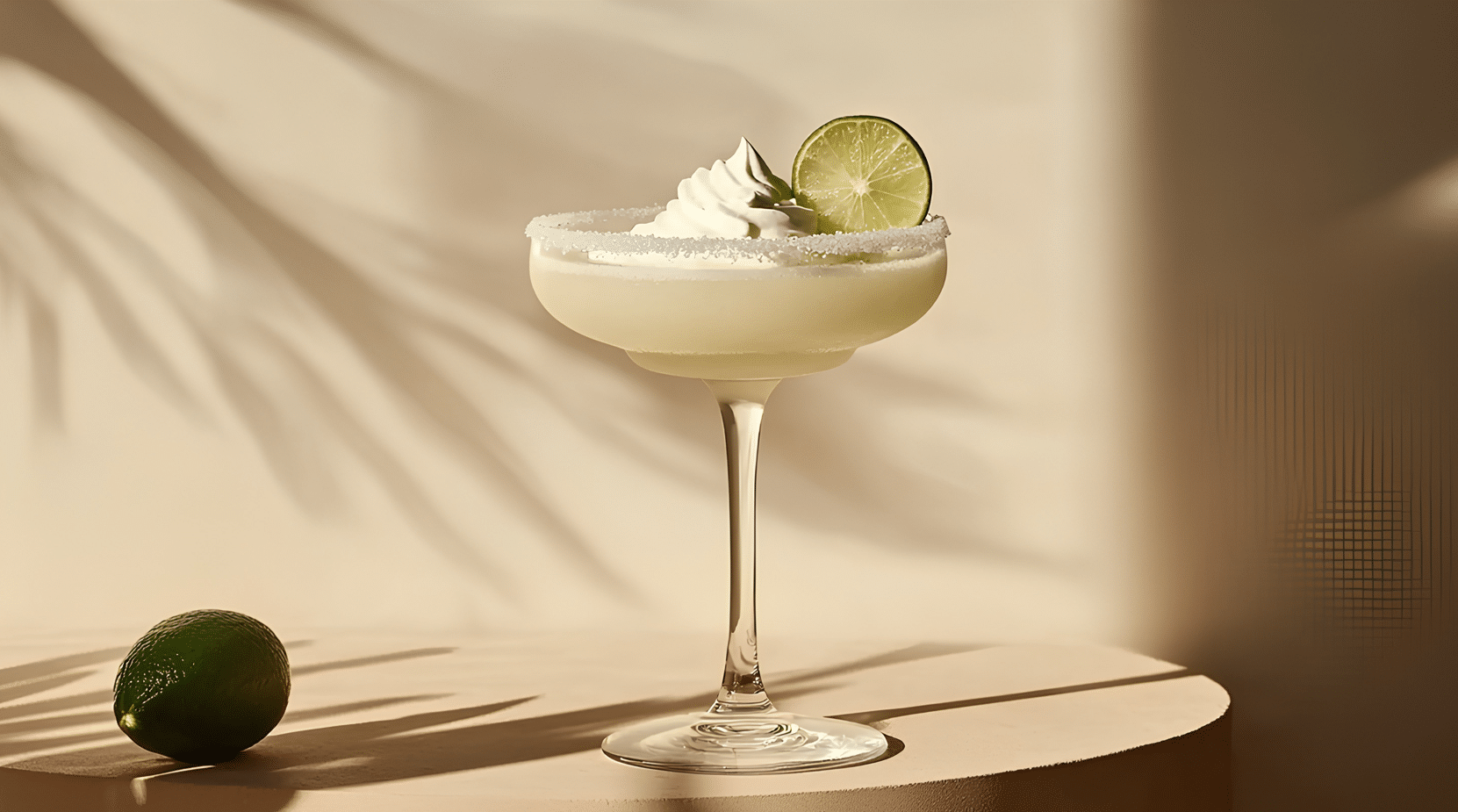 Margarita cocktail with whipped cream
