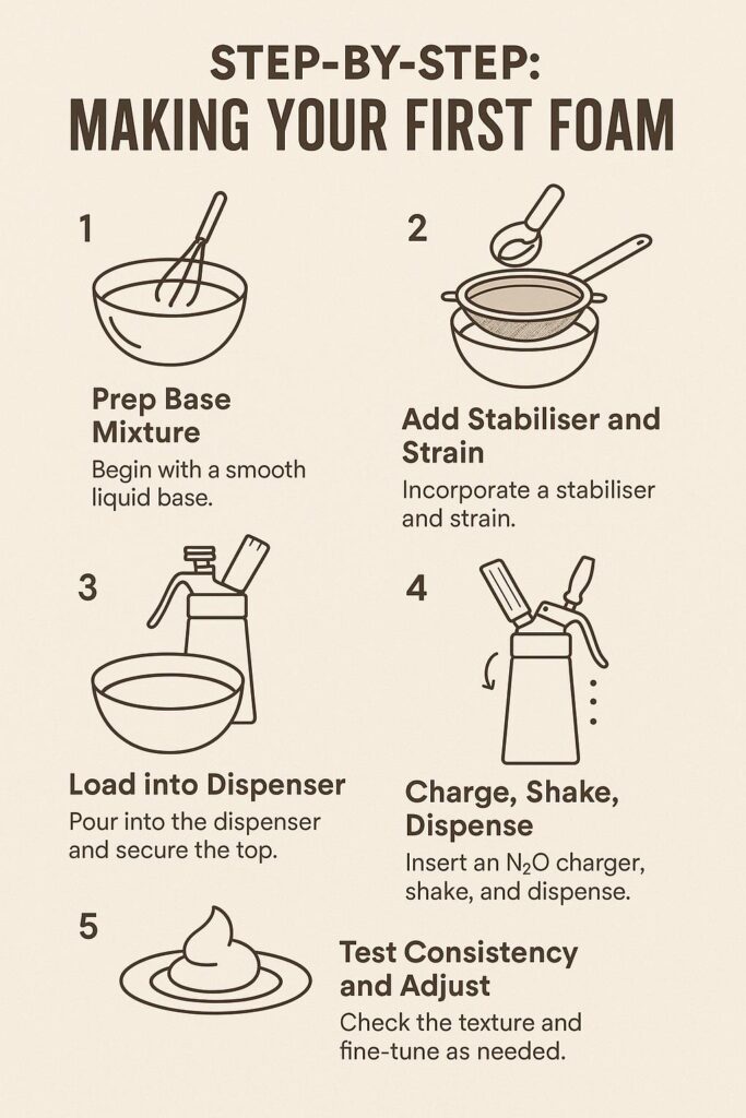 An infographic with a step-by-step guide to making a culinary foam